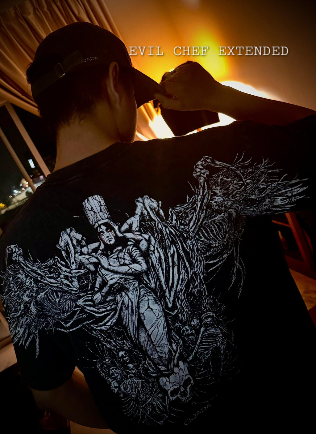 Evil Chef - 230gsm Oversized T Shirt (Washed Shirt) - Hand Drawn Design